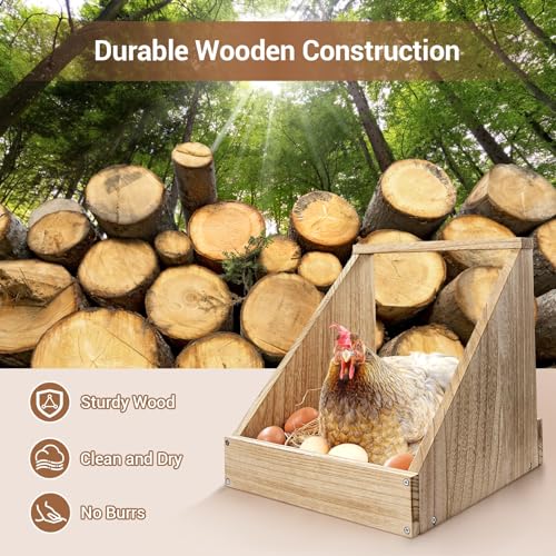 Chewoof 3 Pack Nesting Boxes for Chickens, Wood Chicken Coop Nesting Box, Duck Nesting Box Chicken Nesting Boxes for Laying Eggs, Chicken Box, Chicken Coop Accessories Nesting Box Chewoof