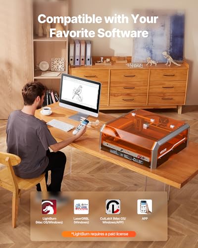 VEVOR Laser Engraver, 20W, Laser Engraving and Cutting Machine with Enclosure Camera, Laser Cutter, 15.7 x 15.7 in Working Area, 30000 mm/min, for Wood, Leather, Glass, Paper, Certain Metal, Class 1 VEVOR