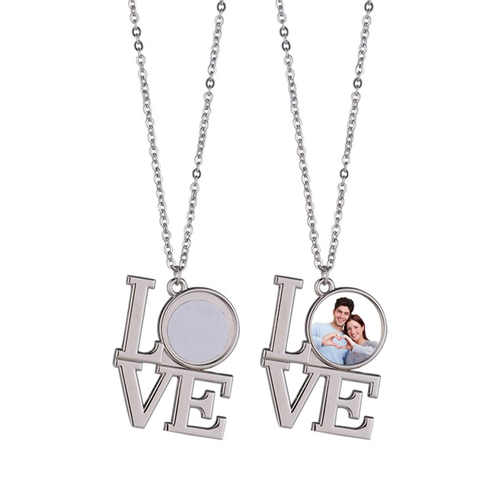 Stebcece Love Heart Pendant Necklace Sublimation Blanks Photo Necklace Hot Transfer Printing Couple Jewelry Party Favor Crafts Stebcece