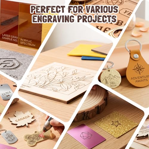 Laser Engraving Materials Kit, 185Pcs Laser Engraving Blank Supplies for Art and Craft, Laser Engraver Accessories Suitable for Both Engraving Pens & Laser Engravers K KERNOWO