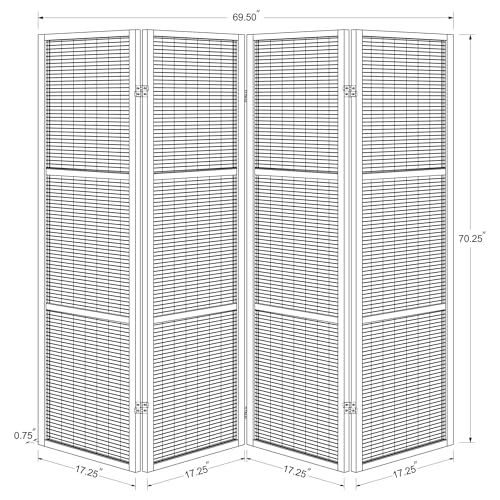 Coaster Home Furnishings - Browning - Wood - 70-Inch 4-Panel Room Divider Folding Screen with Bamboo Panels and Freestanding Structure - Living Room & Bedroom - Walnut - 961638 Coaster Fine Furniture