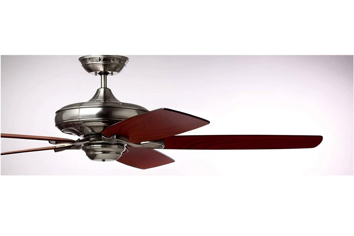 Luminance kathy ireland HOME Carrera Grande Eco 60"" Ceiling Fan Fixture Brushed Steel with Walnut Blades with 6-Speed Wall Control and Downrod | Energy Star Rated Motor | Light Kit Adaptable, Large Luminance