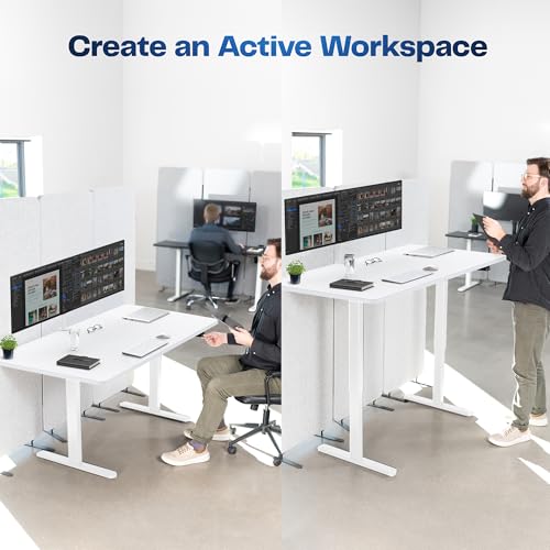 VIVO Electric 60 x 30 inch Stand Up Desk, Height Adjustable, White Top White Frame, Home and Office Furniture Sets, DESK-KIT-0W6W VIVO