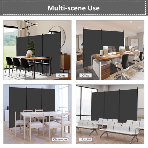 Spurgehom 3 Panel Room Divider Folding Partition Privacy Screens, Freestanding Fabric Room Panel Portable Room Partition Wall Dividers for Home Office Restaurant, 102" W X 71" H (Black) Spurgehom