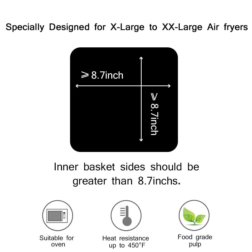 Air Fryer Parchment Paper Liners(8.7"×8.7") 100Pcs Compatible with XXL Philips, NuWave Brio, Chefman, OMORC, Cuisinart, COSORI, Cooks Essentials, Power Airfryer Oven, Chef di Cucina, SARKI and More ANQIA