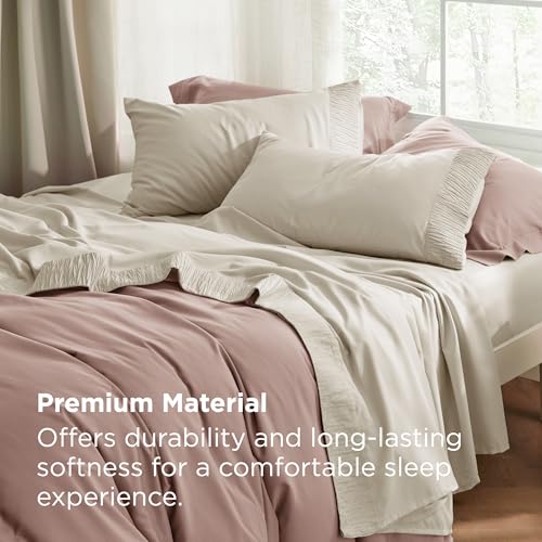 Bedsure Queen Sheet Set - 4 Pieces Soft Queen Size Sheets - Breathable & Cooling - Hotel Luxury - Easy Care Polyester Microfiber Bedding for Women, Men, Linen Bedsure