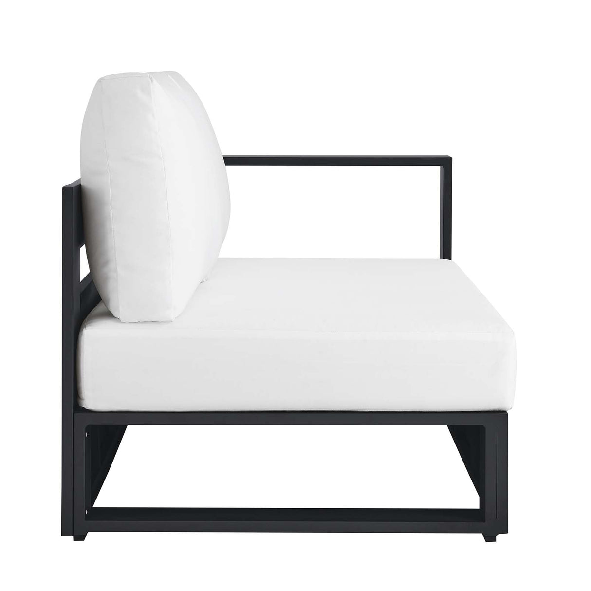 Modway Tahoe Aluminum Modular Right-Facing Outdoor Patio Loveseat in Gray White with Weather-Resistant Cushions, Couch for Garden Backyard, Poolside Modway