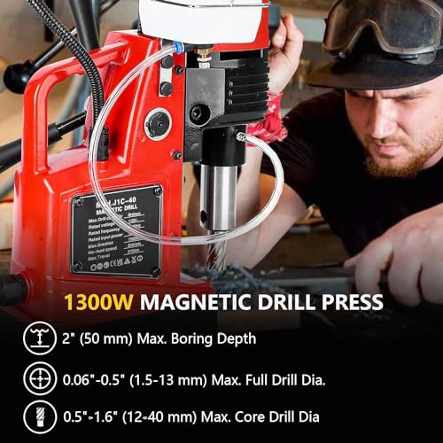 Portable Electric Mag Drill Press - Powerful 2922lbf, 1100W, 1.6" Boring Diameter, Variable Speed, 550RPM. Garvee