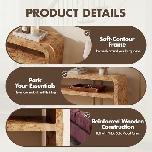 Hyfirm 51 Inch Long Rustic Burl Wooden Pattern Console Table, Farmhouse Sofa Table Behind Couch, 30” Tall Entryway Tables with Lower Shelf, Mid-Century Hallway Console for Living Room, Foyer, Cabin Hyfirm