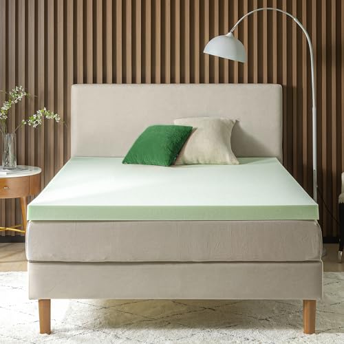 ZINUS 3 Inch Green Tea Memory Foam Mattress Topper, Smaller, More Convenient WonderBox Packaging, Pressure-Relieving Layers, CertiPUR-US Certified, Queen Zinus