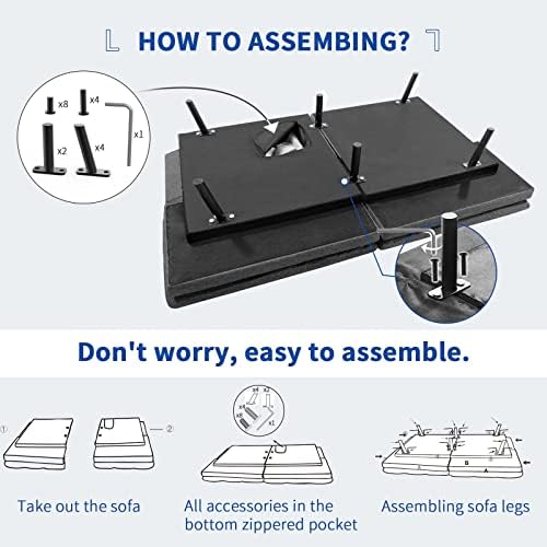 Opoiar Fabric Futon Sofa Bed, Memory Foam Couch Convertible Loveseat, Sleeper Sofa Modern Futon Sets for Small Apartments, Compact Living Space, Office (Grey) Erdoru