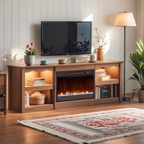 RELAX4LIFE 23’’ Electric Fireplace Wall Mounted - Recessed Fireplace Heater w/6 Adjustable Flame, 5 Brightness, Overheat Protection, Remote Control, Timer, Electric Fireplace Inserts, 1500W (Black) RELAX4LIFE