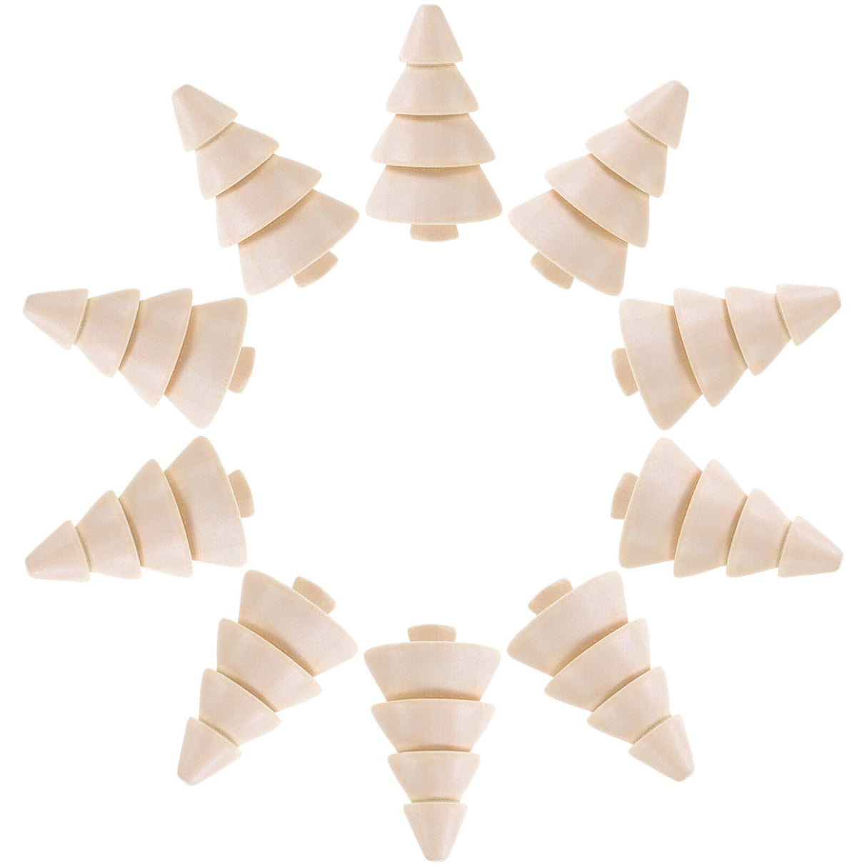 EXCEART Mini Wooden Christmas Tree, 10Pcs Unfinished Wood Miniature Trees for Christmas Crafts Peg People Nature Table Small World Play Holiday Xmas Party Favor Gifts EXCEART