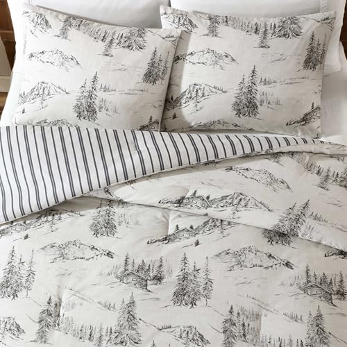 Eddie Bauer - Full/Queen Duvet Cover Set, Super Soft Bedding with Matching Sham(s), Bedding Set, Oeko-Tex Certified (Rocky Mountain Cabin Grey, Full/Queen) Eddie Bauer