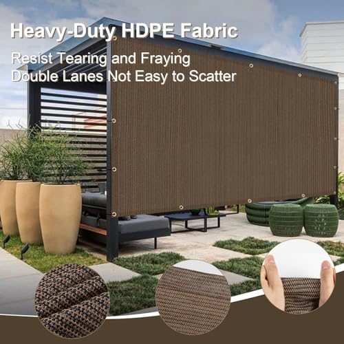 LOVE STORY 10x10 FT Sun Shade Cloth with Grommets Pergola Shade Cover 95% UV Protection for Patio Outdoor, Brown LOVE STORY