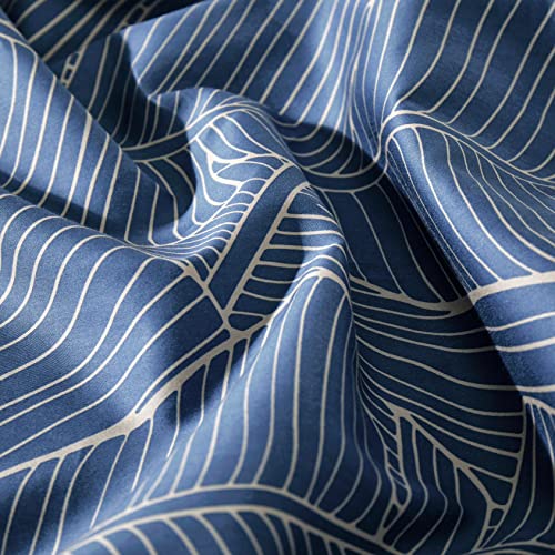Get Bed Ready Unique Mid-Century Modern Boho Chic Vintage Retro Mod Print Bedding Egyptian Cotton Duvet Cover Set Minimalist Chic Botanical Design Asian Zen Style Pattern (Twin, Dusky Blue) Get Bed Ready