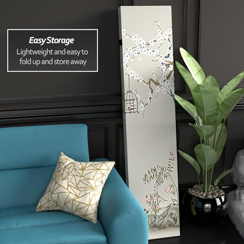 Red Lantern 6 ft. Tall Double Sided Birds and Plum Blossoms Canvas Room Divider 4 Panel Freestanding Folding Privacy Screen Partition and Separator for Modern and Contemporary Bedroom Home Office Dorm Red Lantern