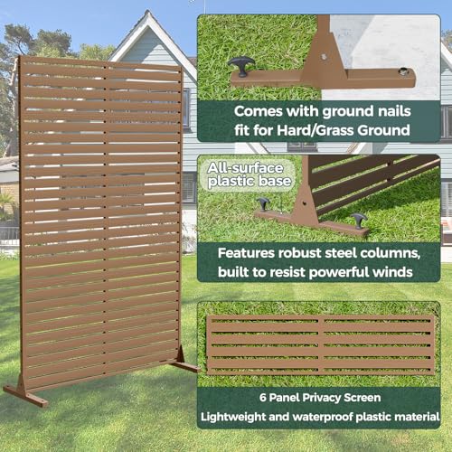 Trygoal Privacy Fence Screen Outdoor Freestanding Privacy Panel, 72" H×47" W HDPE Decorative Panels with Stand, Room/Garden Divider, Outdoor Privacy Screen for Patio,Deck, Balcony, Pool Trygoal