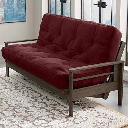 Loosh Home | 12" Full Size Futon Sofa Bed Memory Foam Mattress - USA Made, Burgundy, No Frame Loosh