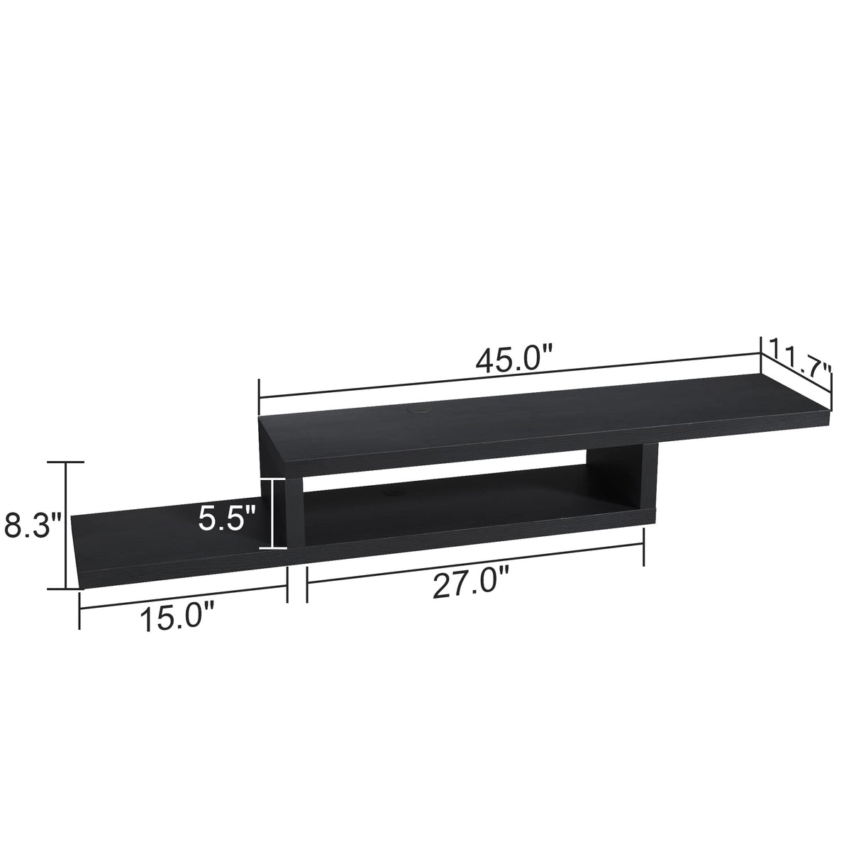 ChooChoo Floating TV Stand Shelf, Wall Mount Entertainment Center, 60” Media Console Stand for Living Room, Bedroom, Black ChooChoo