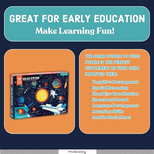 Mudpuppy Solar System – 70 Piece Jigsaw Puzzle with Planet Shaped Pieces Featuring Planets Constellations And Other Fun Space Themed Objects Mudpuppy