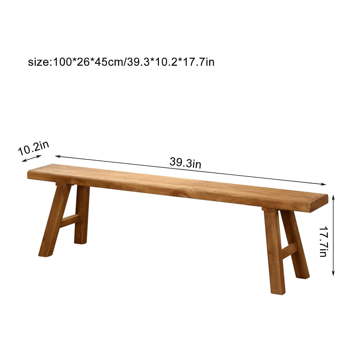 Farmhouse Indoor Wooden Living Room Dining Bench, Asian Natural Wood Kitchen Entryway Benc with Armless Design and Short Height, Solid Wood Shoe Bench Entryway Benches,Wooden benc indoor100*26 * 45cm Generic