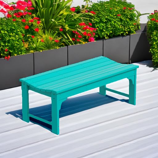 WO Home Furniture 48" Modern Backless Bench, HDPE Plastic, Turquoise WO WESTIN OUTDOOR