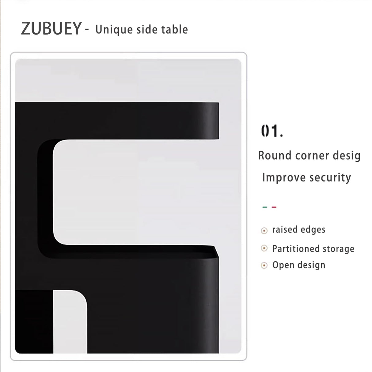 BUZUEY Side Table,Modern end Table,Unique nightstand,Black Metal Bedside Table,3-Tier Accent Table with Storage for Bedroom,Living Room,Small Space,Couch.No Assembly Required BUZUEY