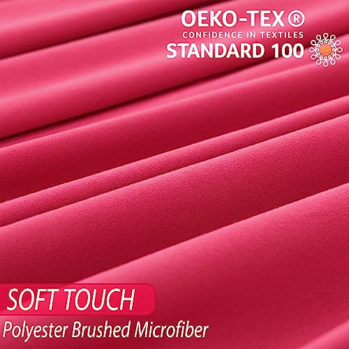 Whitney Home Textile Twin Sheet Set - 3 Piece Bed Sheets for Twin Size Bed, Luxury Soft Breathable Microfiber, Extra Deep Pocket, Bedding Sheets & Pillowcase, Wrinkle Free Oeko-Tex, Magenta Whitney Home Textile