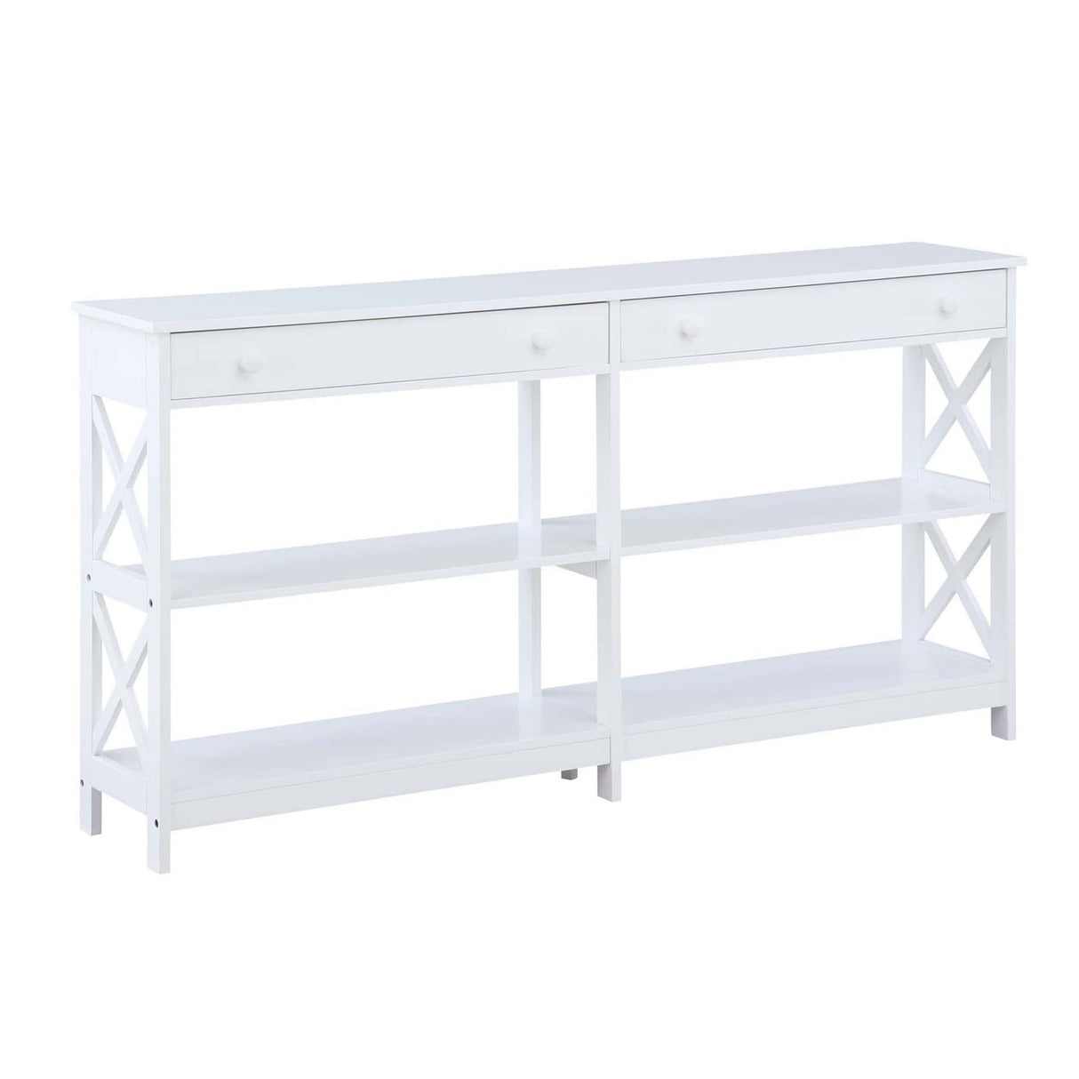 Convenience Concepts Oxford 2-Drawer Console Table with Shelves, 60", White Convenience Concepts
