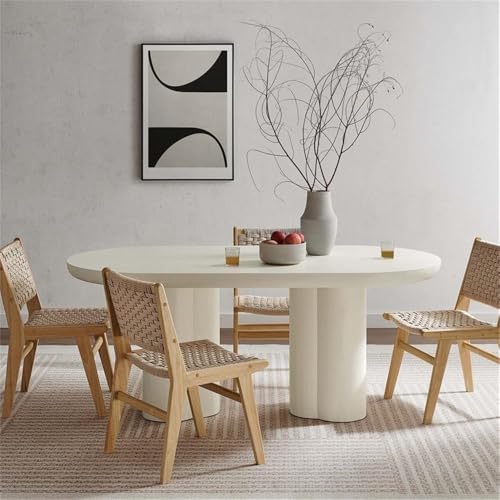 Modway EEI-6764-WHI Caspian 72" Oval Concrete Dining Table, White Modway