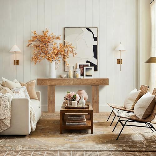 IGERI 70 inch Long Console Table for Entryway - Wood Farmhouse Sofa Tables Behind Couch for Living Room Rustic 10 inch Deep Hallway Entry Way Table Home Decor IGERI