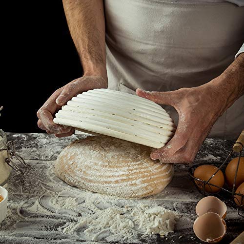 9 inch Round Bread Banneton Proofing Basket & Liner SUGUS HOUSE Brotform Dough Rising Rattan Handmade rattan bowl - Perfect For Artisan SUGUS HOUSE