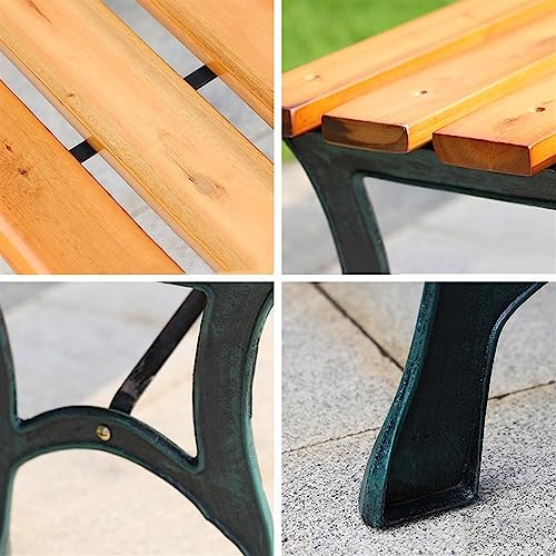 Garden Bench Outdoor Benches Weatherproof Outdoor Bench Backless, Durable Outdoor Patio Garden Bench with Cast Iron Legs, Thickened Wood Slats, Outdoor Leisure Seats for Garden, Courtyard, Backyard M JHKJDS