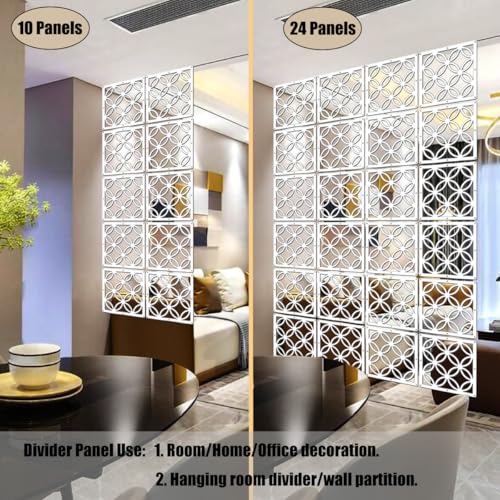 Hanging Room Divider - 10Pieces White Wood-Plastic Hanging Screen Panel DIY Wall Dividers Privacy Room Hotel Decoration (WH) LRZCGB