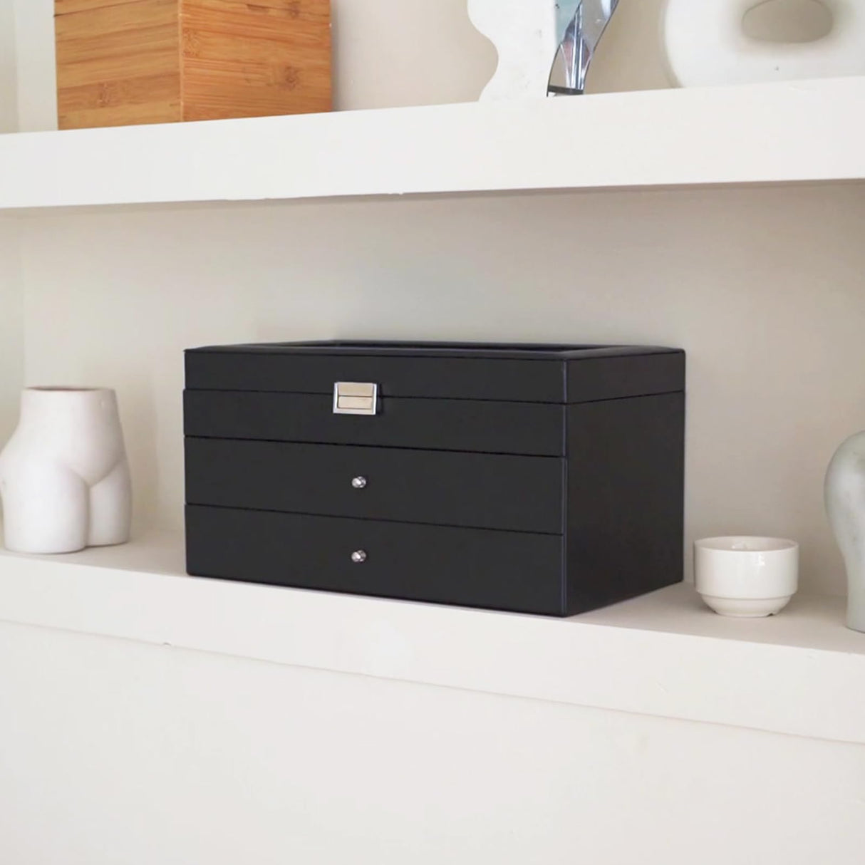 ProCase 3-layer Sunglasses Storage Organizer, 18 Slots Leather Sunglass Box Multiple Pairs Eyeglass Cases Eye Glass Eyewear Display Holder for Men Women, Father's Day Gift -Black ProCase