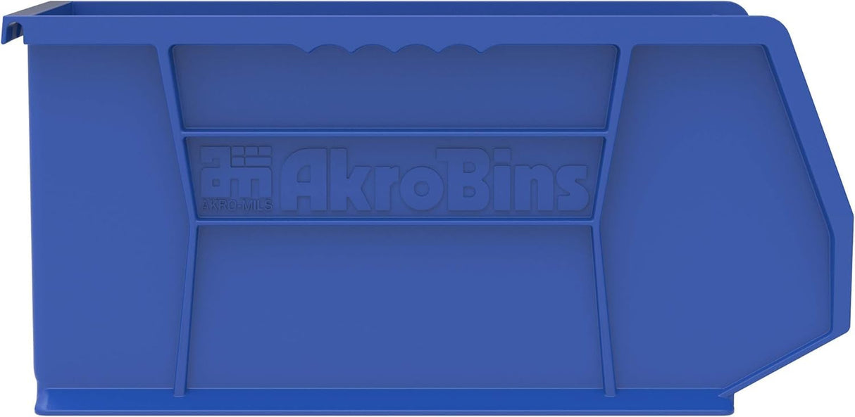 Akro-Mils 30240 AkroBins Plastic Storage Bins, Space-Saving Stackable Bins for Garage, Pantry, Craft Organization, 15-Inch x 8-Inch x 7-Inch, Blue, 12-Pack Akro-Mils