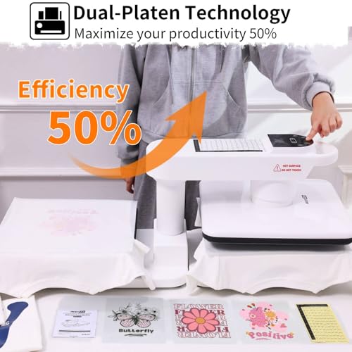 AKEYDIY Dual Auto Heat Press 15"x15" Heat Press Machine for T Shirts with Double Workstation, Professional Sublimation Shirt Press with Auto Open & Release, Adjustable Pressure & Higher Heating Height AKEYDIY