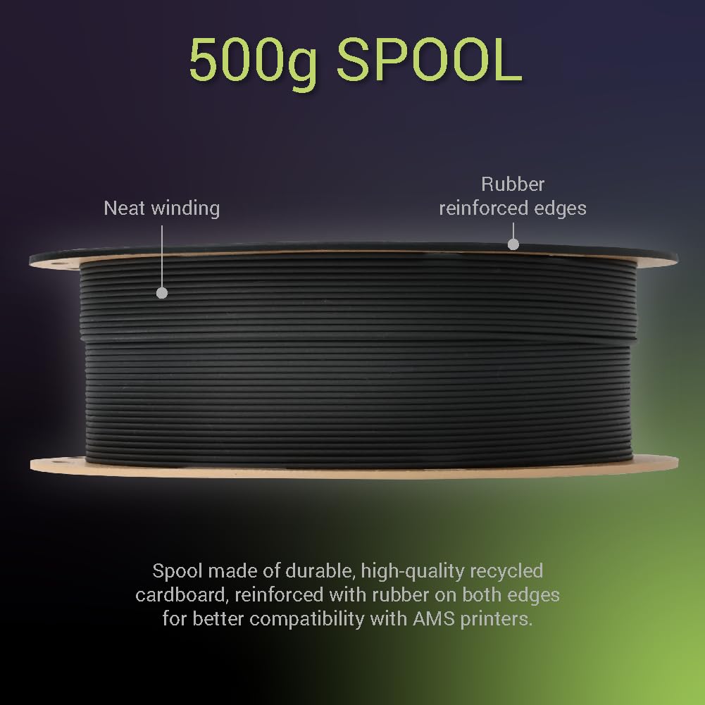 Polymaker Fiberon PET-CF17 3D Printing Filament Black 1.75mm 0.5kg, Excellent Stable Stiffness - Fiberon Carbon Fiber Reinforced PET 3D Printer Filament, Ideal for Jigs and Fixtures POLYMAKER