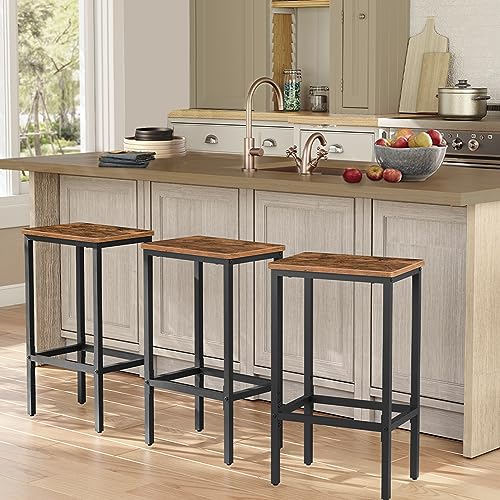 MAHANCRIS Bar Stools, Set of 2 Bar Chairs, Kitchen Breakfast Bar Stools with Footrest, 25.8" Dining Stools, Rectangular Industrial Bar Chairs, for MAHANCRIS