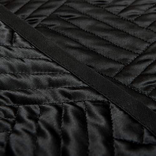 NTBAY Twin Silk Satin Quilt Set, Geometric Pattern Bedspread Luxury Quilted Coverlet Set for All Seasons(1 Quilt, 1 Pillow Sham), Black NTBAY