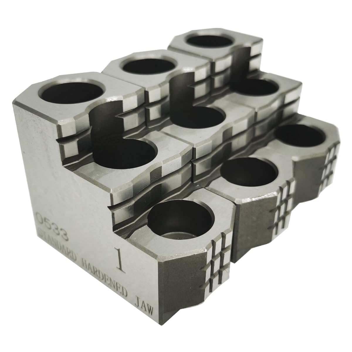 INTBUYING 10"" Hard Chuck Jaw Sets, 1.5mm x 60 degree serration,16mm groove width, 3 pcs High-quality Steel Hard Chuck Jacket Set for 10"" Lathe Chuck, FBU-022564 INTBUYING