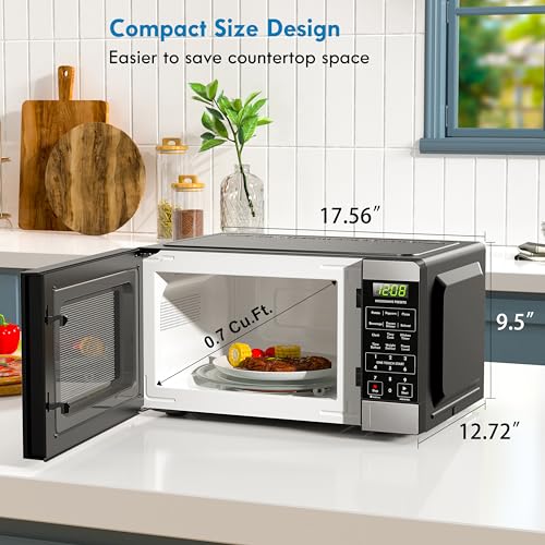 Kenmore KMCMV207S2-07 Countertop Microwave 6 Auto-Preset Menus, Child Lock, Defrost & Express Cooking Features, 0.7 Cu Ft, Stainless Steel Kenmore