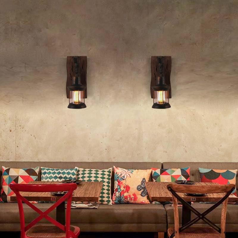 LightInTheBox Retro Rustic Wall Sconces, Industrial Vintage Wall Light Fixtures Farmhouse Antique Wooden Wall Lamp for Aisle, Vanity Mirror, Hallway, Bedroom Beside, Bar (1PCS) LightInTheBox