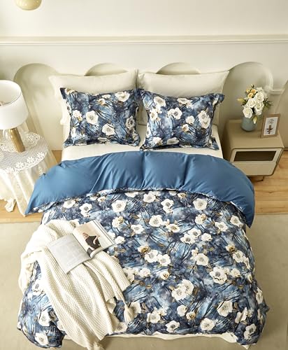Cupocupa King Size Comforter Set - Floral Boho Bedding Comforter Set, Soft Reversible Botanical Comforters 3 Pieces 2 Pillow Shams for King Size Bed, Aesthetic Bedding. Cupocupa