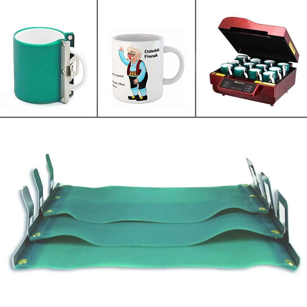 WER 3d Sublimation Silicone Mug Wrap,15oz Cup Clamp Fixture for Printing Tumblers (3 Pack) WER