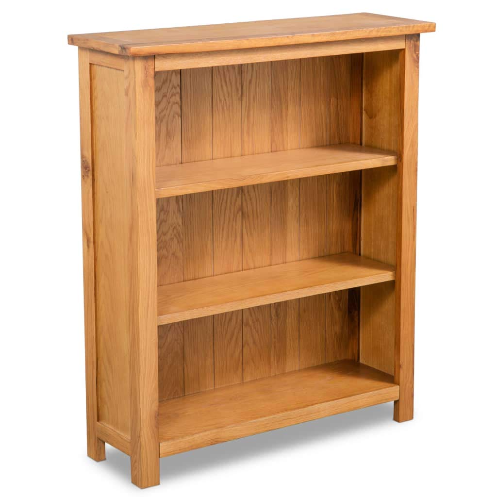 QZZCED Wooden Retro Country Style Bookshelf,Storage Shelves,Display Shelves,Open Bookshelves,3-Tier Bookcase 27.6"x8.9"x32.3" Solid Oak Wood QZZCED