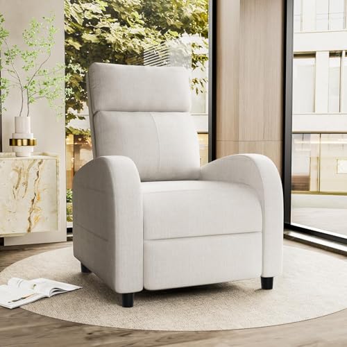Homall Recliner Chair, Recliner Sofa for Adults, Recliners Home Theater Seating with Lumbar Support, Reclining Sofa Chair for Living Room (Fabric, Beige)