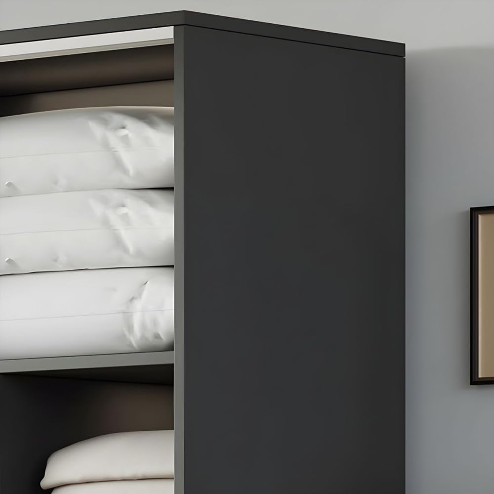 LITFAD Mutil-Functional Wood Wardrobe Modern Storage Armoire Closet with Sliding Doors Freestanding Closet with Shelves and Clothing Rods for Bedroom,White-39.5" L x 18" W x 71" H LITFAD