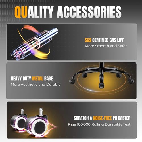 GTPLAYER Gaming Chair with Foot Rest & Pocket Spring Cushion, Ergonomic High Back Computer Desk Chair with Headrest & Lumbar Support for Back Pain Relief, Breathable Fabric, Moon Gray GTPLAYER